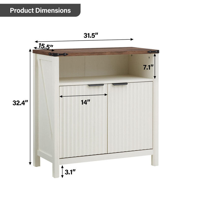 Buffet 32 po cannelé avec rangement