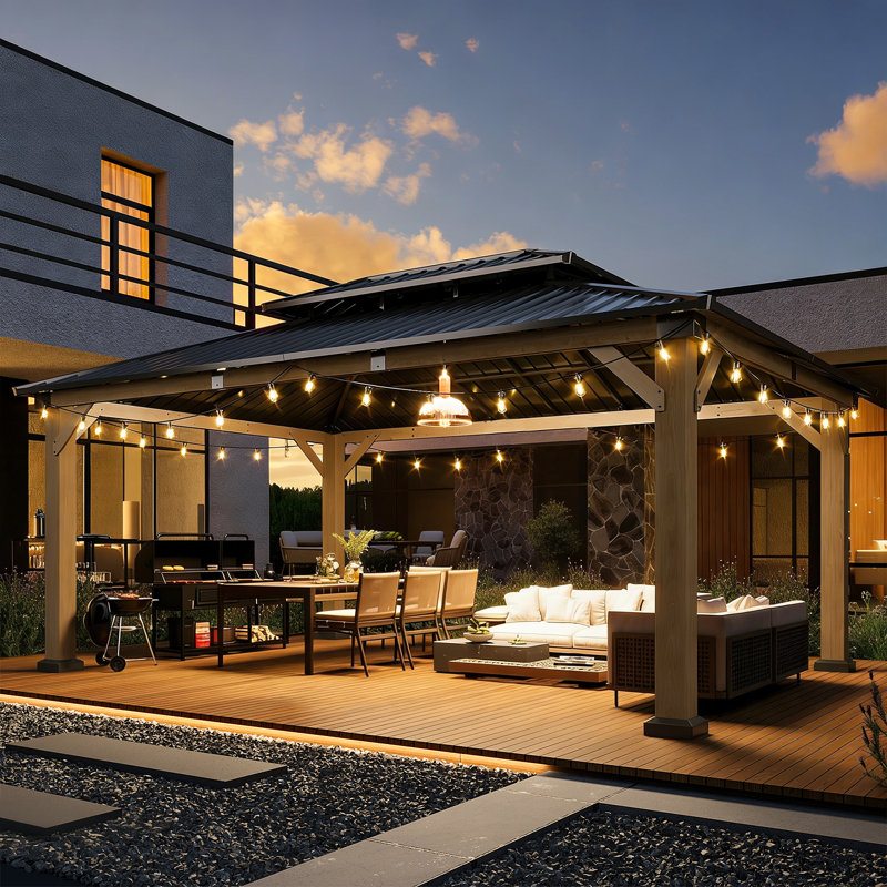 Jolydale 12 x 16 pi Pavillon de jardin en bois massif Soild