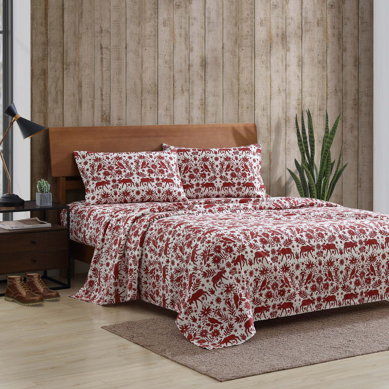 Ensemble de draps 100% coton 200 fils, Ensemble de draps pour lit double avec 2 taies d'o, Arcadia