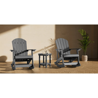 Dereck Resin Rocking Adirondack Chair with Table