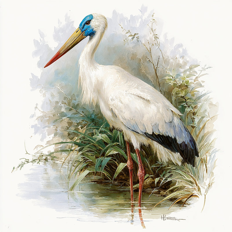 Studio Egret Study - Art mural sur toile tendue