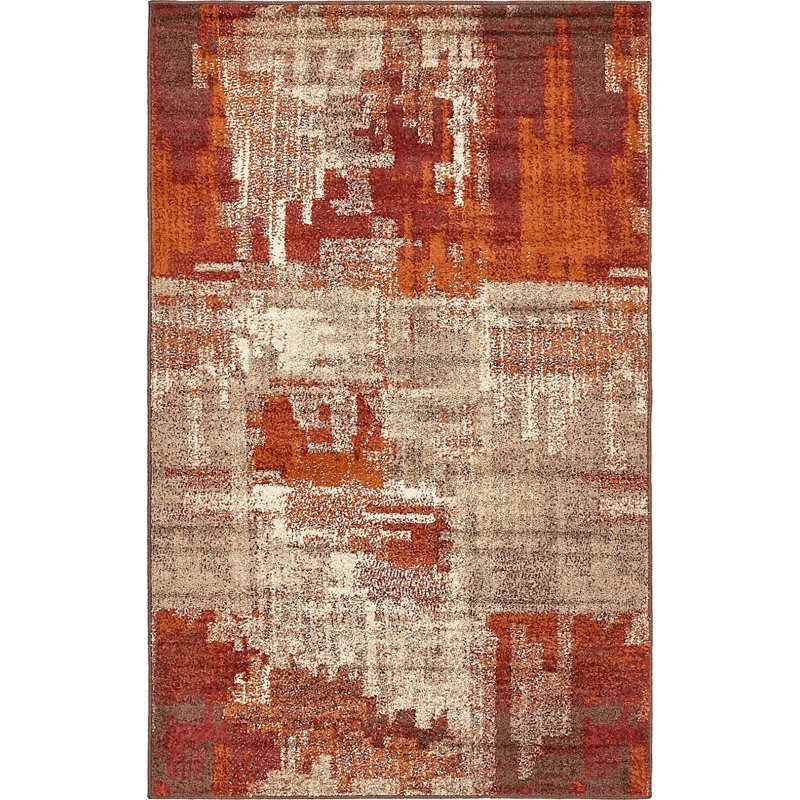 Tapis beige / brun / bourgogne Shively, Rectangle 5 pi x 8 pi