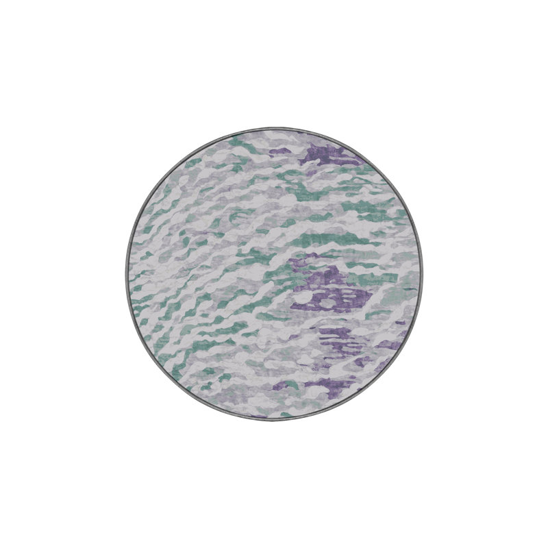 Machine Washable Gray Area Rug, Round 3'