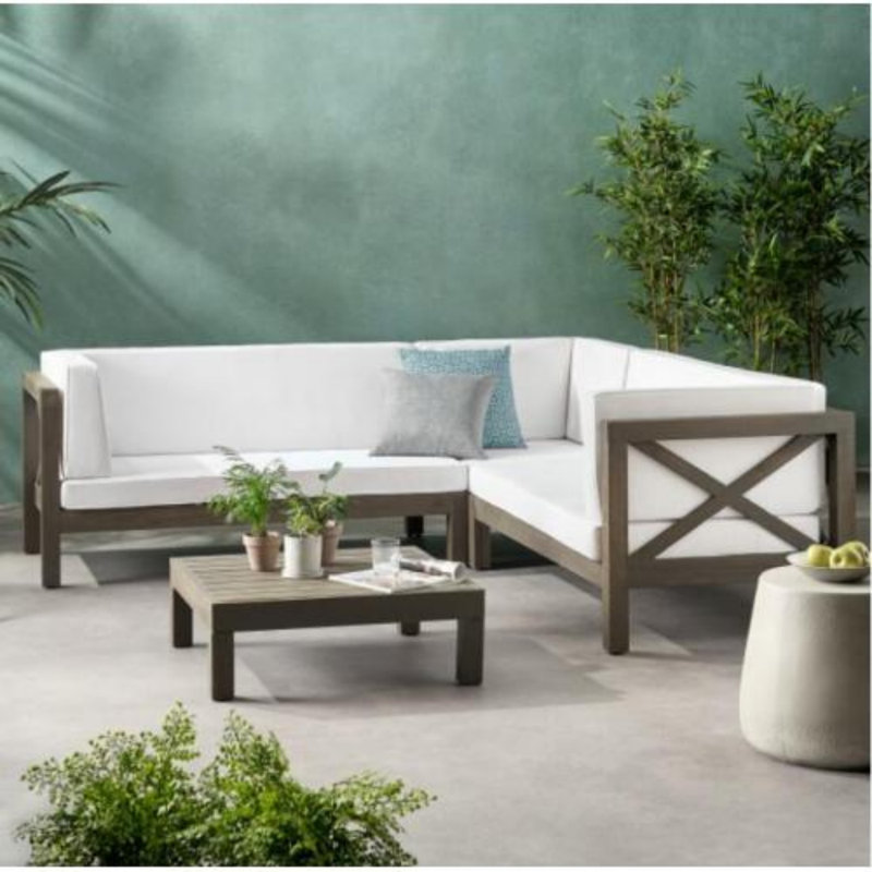 X-BACK 4-PIECE SOFA SET, Gray, White
