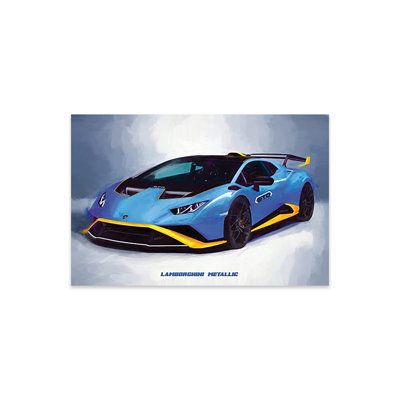 Lamborghini métallique, reproduction à l'aquarelle sur verre acrylique