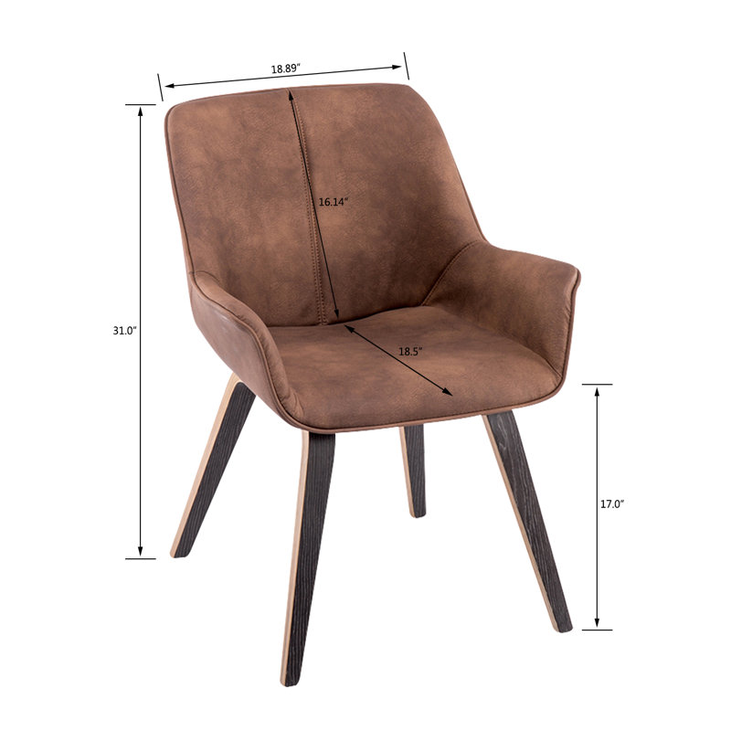 Abubakkar 17'' H Faux Leather Upholstered Armchair, Black Oak, Brown