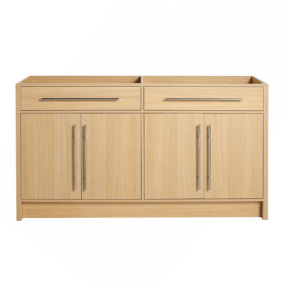 60" Freestanding Bathroom Vanity, 4-Soft Closing Door, Original Oak, Plywood, (Only Vanity, Excluding Sink)