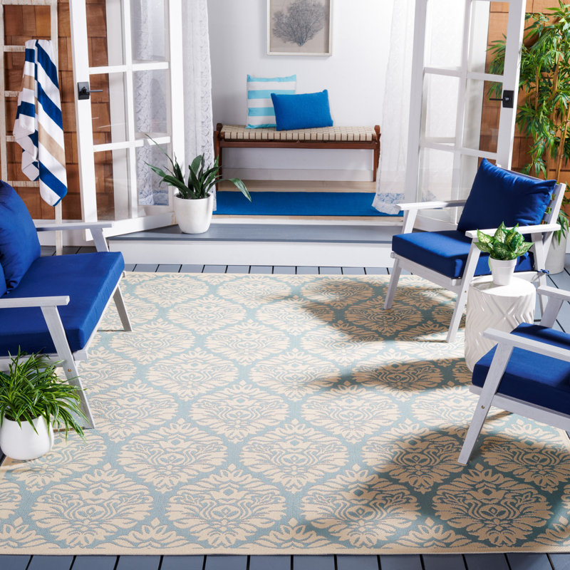 Frankee Performance Damask Indoor/Outdoor Area Rug, Rectangle 5'3" x 7'6"