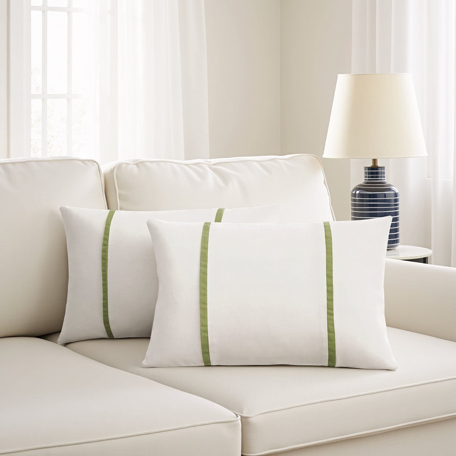 Furston Lumbar Throw Pillow, 12" x 24", Spectrum Cilantro Sunbrella® Plainweave