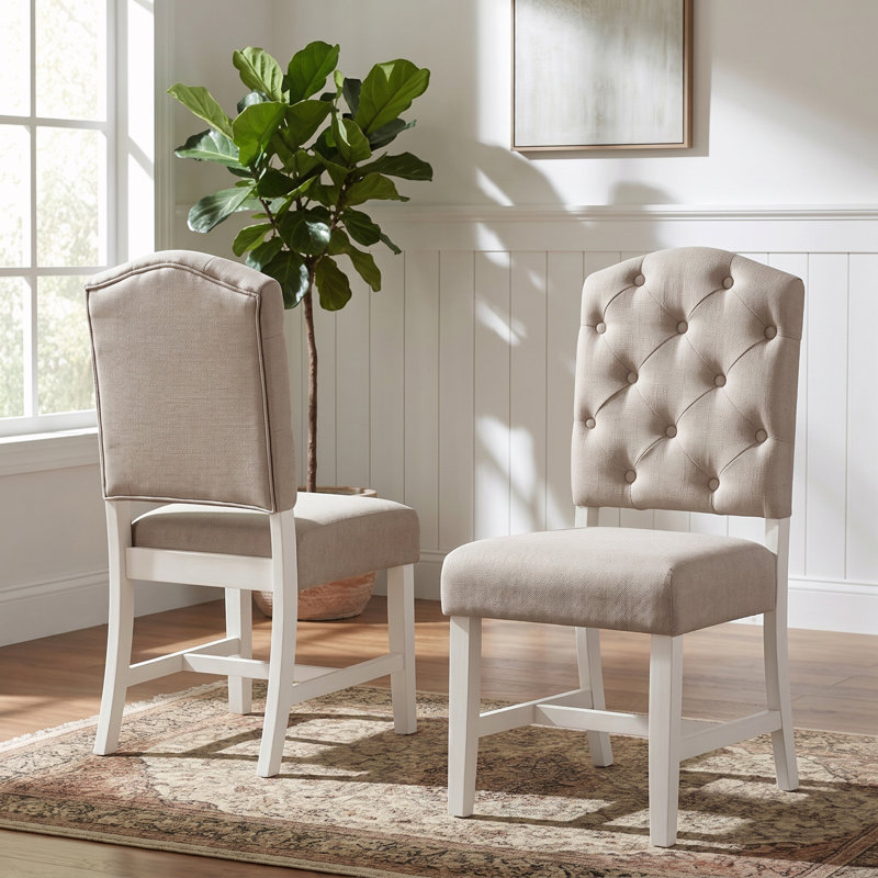 Chaise de salle à manger rembourrée (ensemble de 2), White