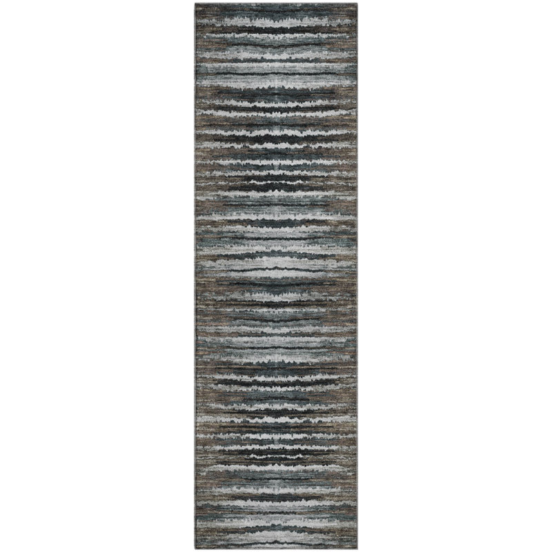 Tapis brun Cerrito AMF604 lavable à la machine de qualité supérieure, Tapis de couloir 2 pi 3 po x 7 pi 6 po