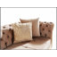 Canapé modulaire luxueux en velours capitonné avec base en bois, parfait pour les espaces de vie élégants et confortables.