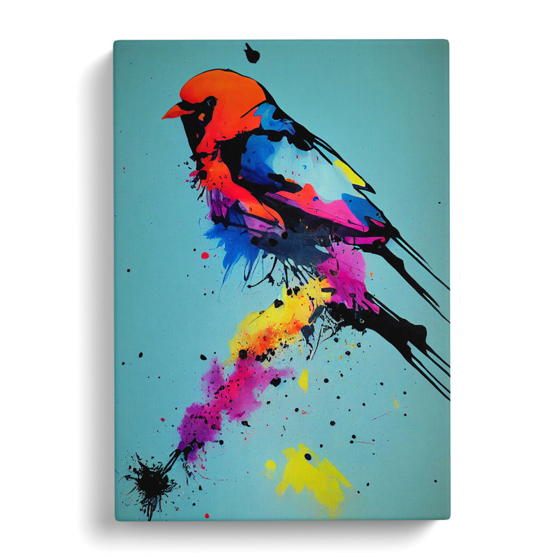 Paint Splash Bird No.6 - Wrapped Canvas, 50cm H x 35cm W x 3cm D