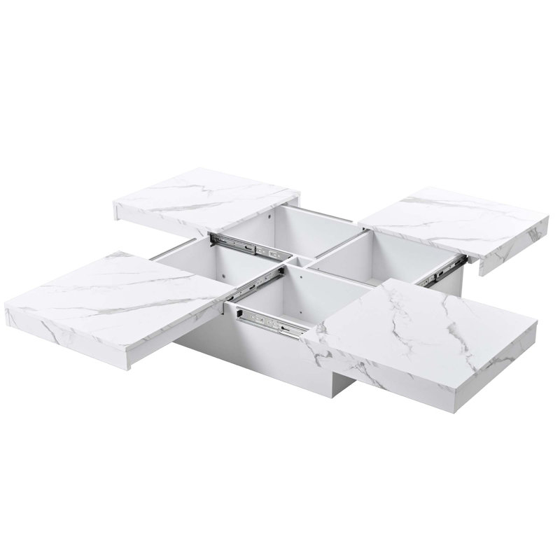 Table basse carrée avec plateau coulissant et rangement