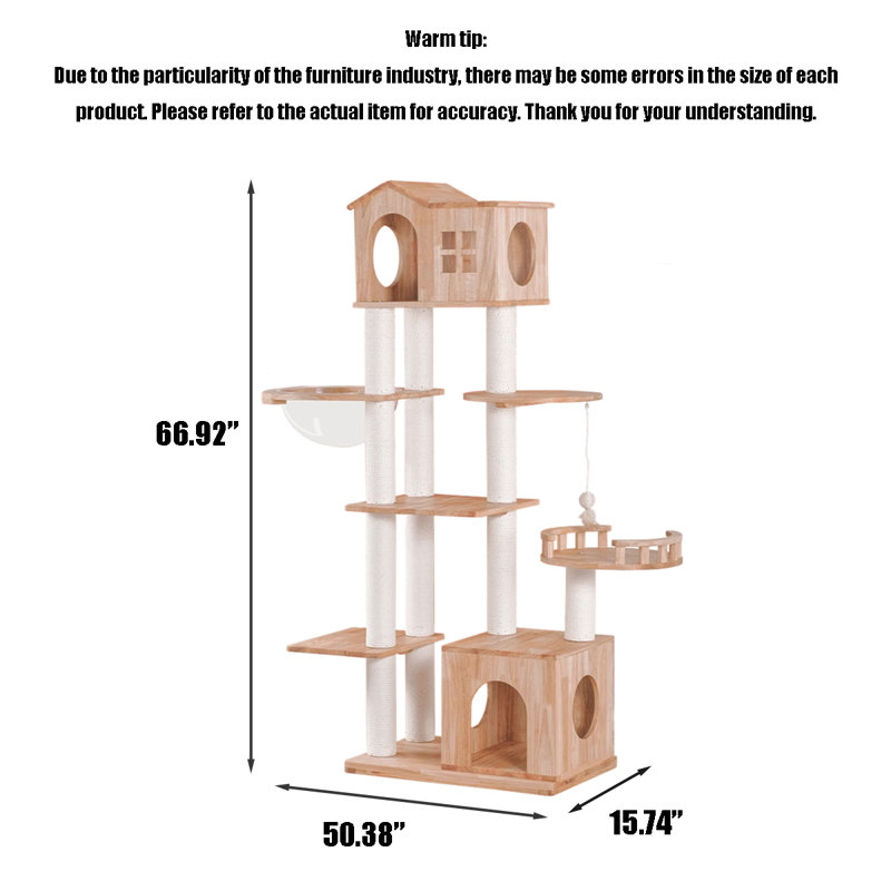 Arbre à chat multifonctionnel en bois massif