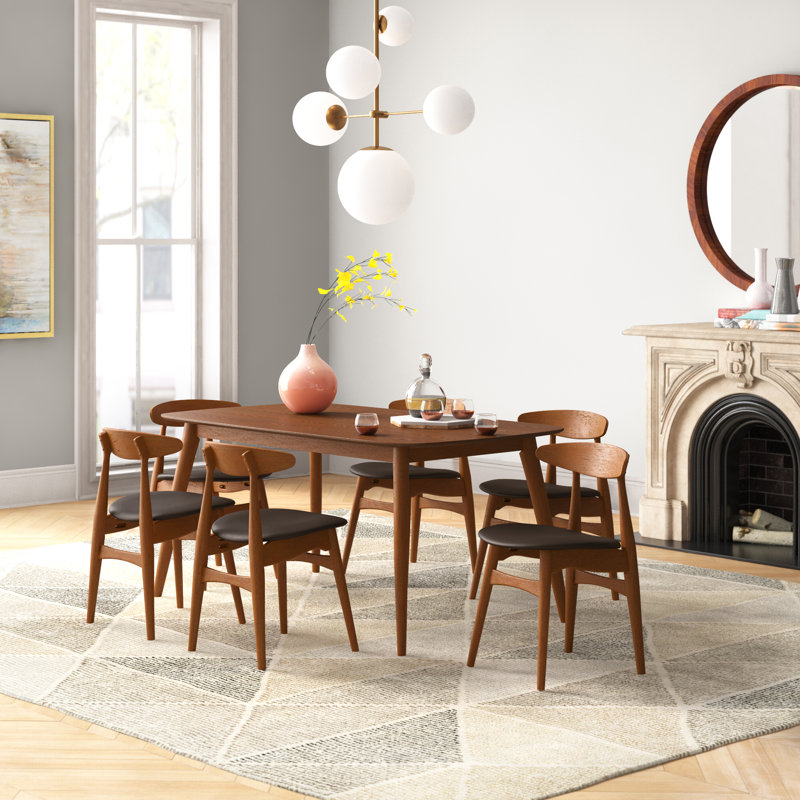 Ensemble repas pour 6 personnes Gallman, Naturel, H 29,33 po x L 59,06 po x l 35,44 po, Noir