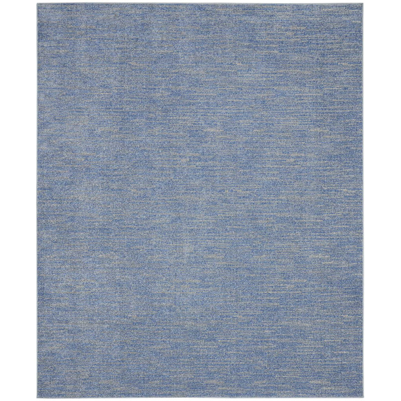 Mulican Solid Color Machine Made Power Loom Polypropylene Indoor / Outdoor Area Rug in Blue, Rectangle 8' x 10'