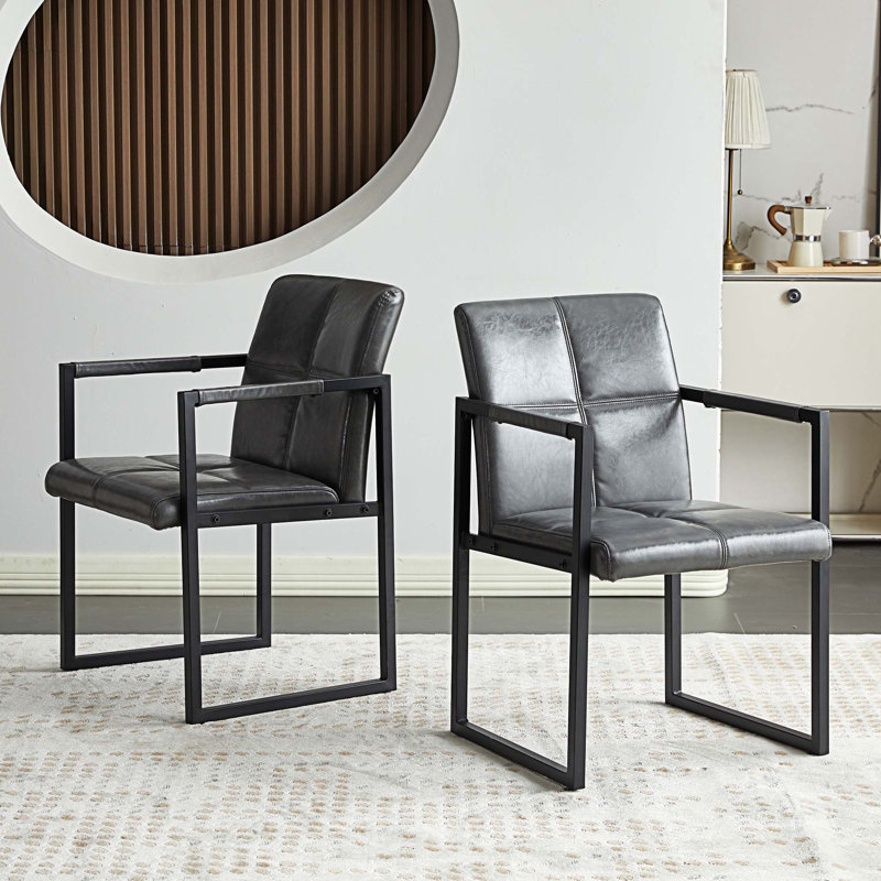 Chaise de salle à manger rembourrée Dhapu, Gris clair