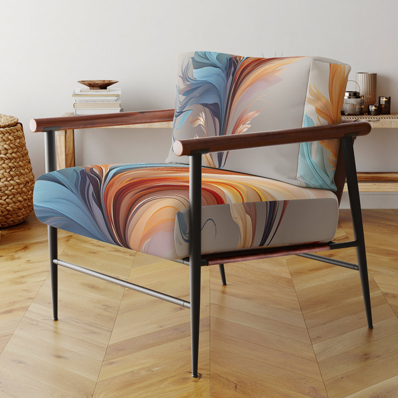 Fauteuil d'appoint Frostal Boho Feather, Doré