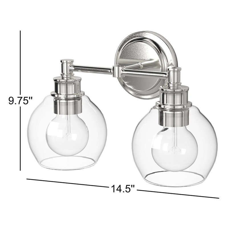 Éclairage pour salle de bain sphérique à intensité variable 2 lumières Warrenton, Nickel poli