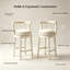 Tabouret de bar en bois massif, ensemble de 2 chaises de comptoir pivotantes en cuir ivoire avec repose-pieds pour salle à manger-553071749-553297865