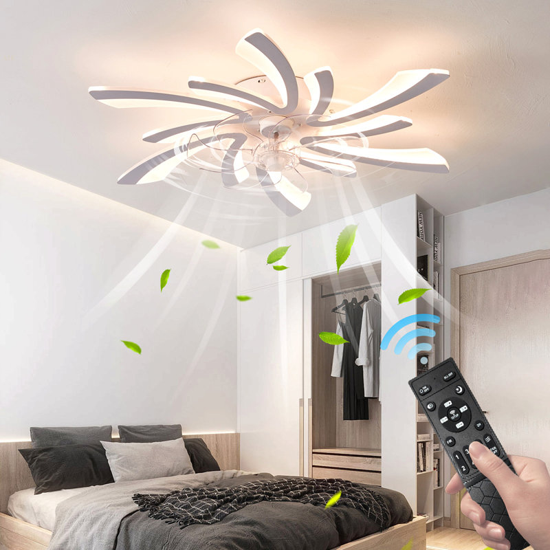 30.7In Ceiling Fan With Lights, Remote Control 3 Color Temperatures,6 Gear Wind Speed Fan Light, White, Brown