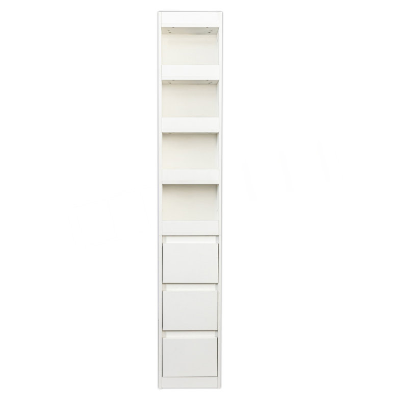 Armoire de rangement en bois H 70,87 "moderne - 4 tablettes à 3 niveaux, 3 tiroirs latéraux et 4 petites tablettes pour le salon, le bureau personnel
