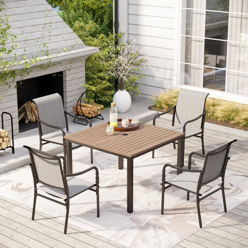 Nameer 4 - Person Patio Dining Set with Square Table