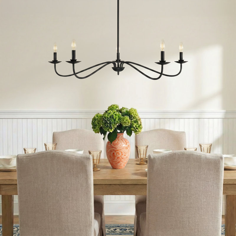 Abigeal 5 - Light Candle Style Classic Chandelier in Matte Black, Matte Black