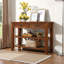 Console Mid-Century avec 2 tiroirs et 2 tablettes à 2 niveaux, buffet rustique en bois massif pour le salon, l'entrée et plus - brun-699798783
