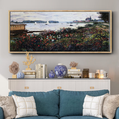 Riverbank at Argenteuil, 1877 - Framed Canvas