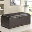 Banc de rangement en cuir avec 2 repose-pieds latéraux noirs, idéal pour le salon, ornement têtes de clous, banc de H 16 po x l 39,68 po x P 40 po, repose-pieds de 13,5 po et 13,5 po