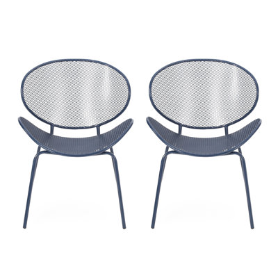 Chair In Navy, Iron Craftsmanship, 33.67 In. High, 24.8 Wide, 25.99 Deep Navy Iron, Relaxing Design, 34 Height, 24.8 Width, 25.5 Depth