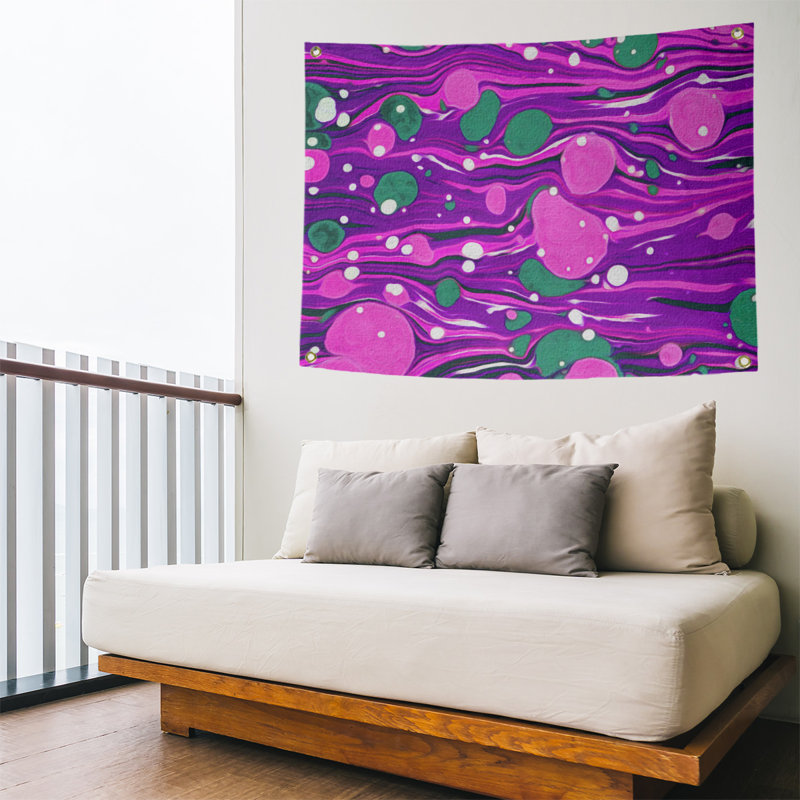 Tapisserie murale tourbillons paint, H 26 po x l 36 po, Rose / Mauve