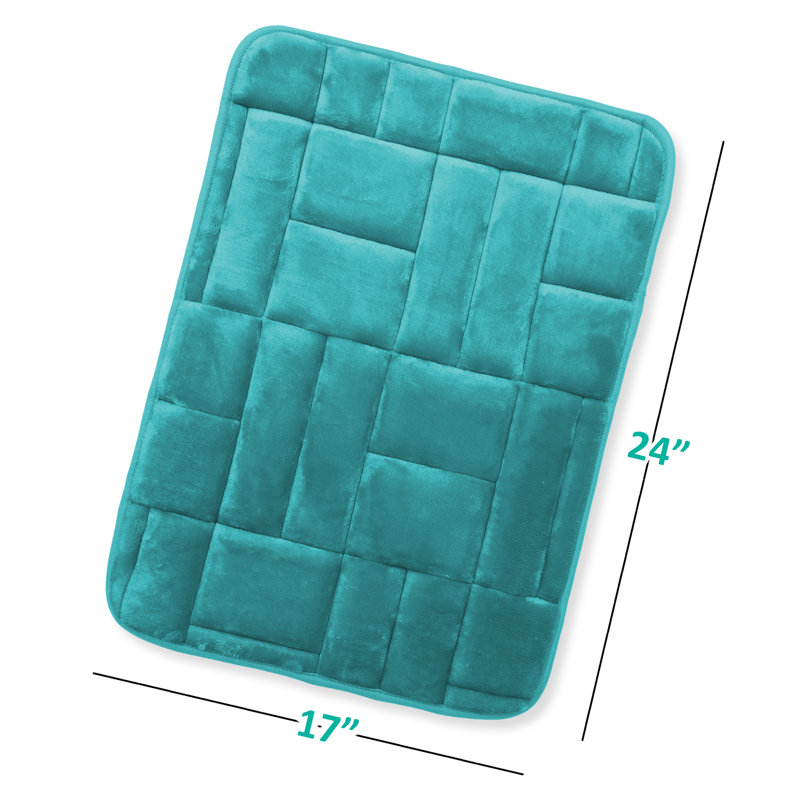Teal Small Memory Foam Microfiber Bath Rug