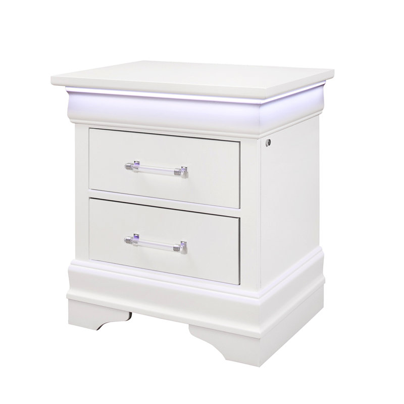 Table de chevet avec DEL Charlston, Blanc