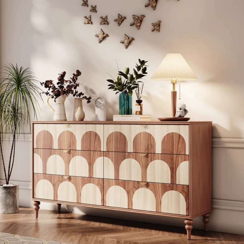 Living Room Retro Style Porch Cabinet 62.9'' Sideboard, Light Brown
