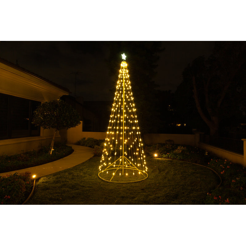 White LED Cone Tree with Collapsible Base Lighted Display, 144" H x 60" W x 60" D, Warm White