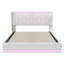 European Double & King Size Velvet Ottoman Bed With Surround LED Lights, Storage Frame With Charging Port, White-1558286872