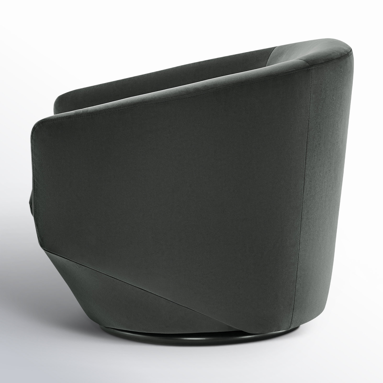 Elexi Swivel Barrel Chair, Dark Grey Performance Velvet