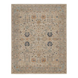 Oushak Hand Knotted Silk Floral Area Rug