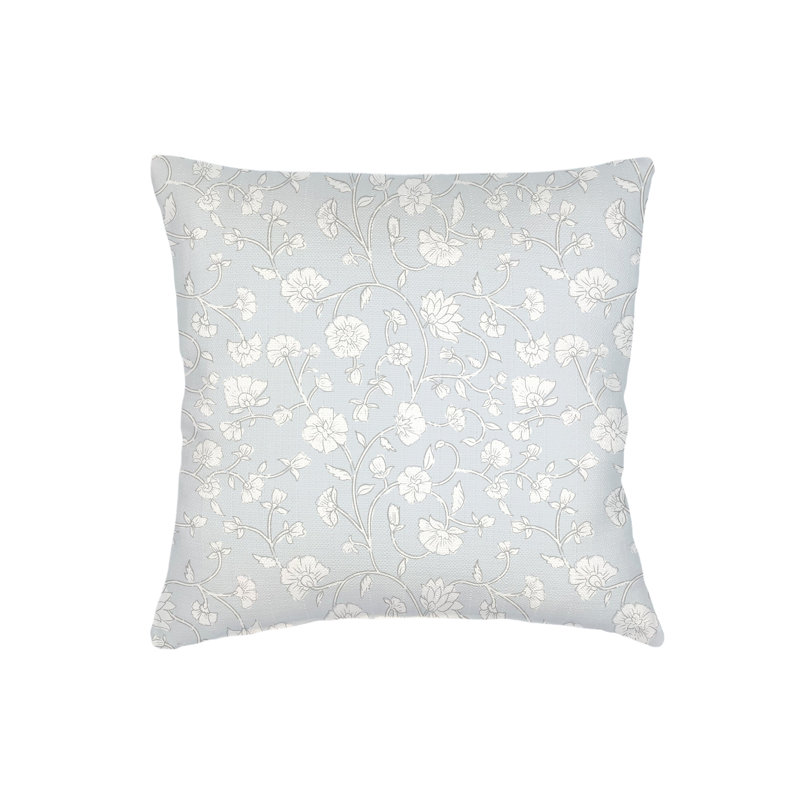 Oreiller en lin floral clair 22 po x 22 po avec garniture en duvet Jaipur, Light Grey, Square 22", Polyester