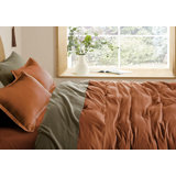 Stonewashed Cotton Solid Color Duvet Cover Set
