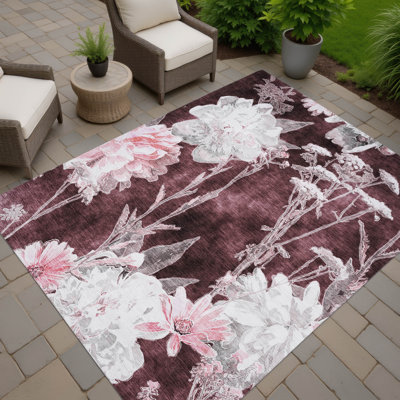 Tapis floral intérieur / extérieur lavable à la machine Chantille ACN2796
