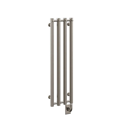 10.5"x37.5" Rosendal Vertical Modern Wall Mounted Electric Plug-In Towel Warmer - Brushed Nickel, Fluid Filled, Sleek Vertical Design, Lifetime Warranty