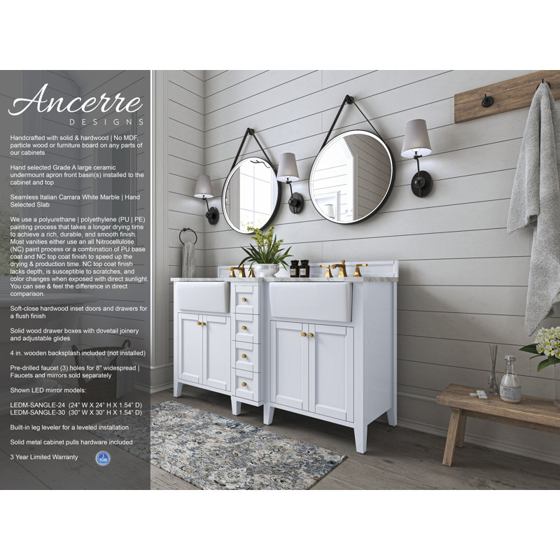 Adeline 60'' W Double Vanity, White