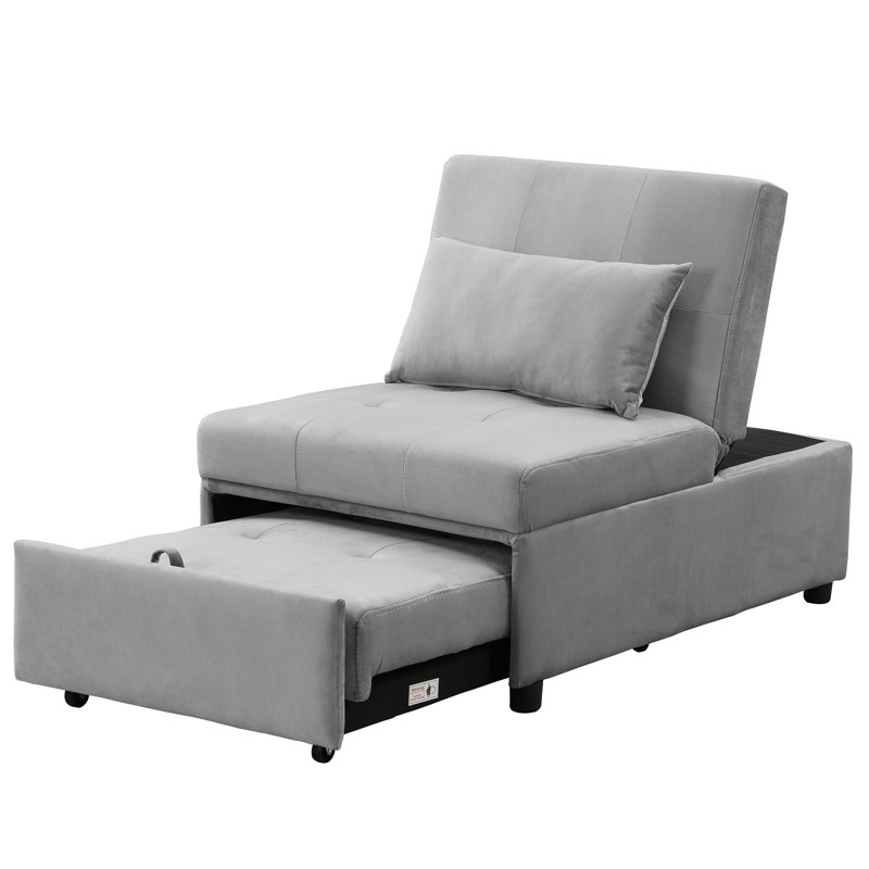 Lit pliant gris - Multifonctionnel pour toutes les occasions. Gain d'espace et facile d'utilisation. Sert de table basse, de fauteuil ou de lit une place. Ergonomique, stable et fiable. Revêtement en velours. Poids maximal supporté : 120 kg. Dimensions : 101,6 cm x 101,6 cm