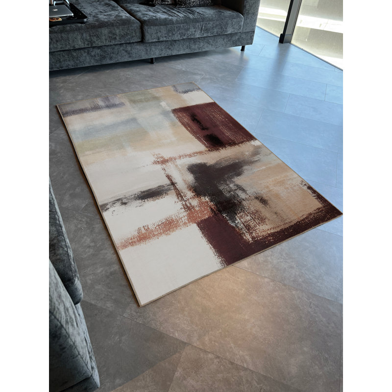 Multi-Colored Pastel Abstract Patterned Modern Decorative Rug, Rectangle 5'1" x 7'6"
