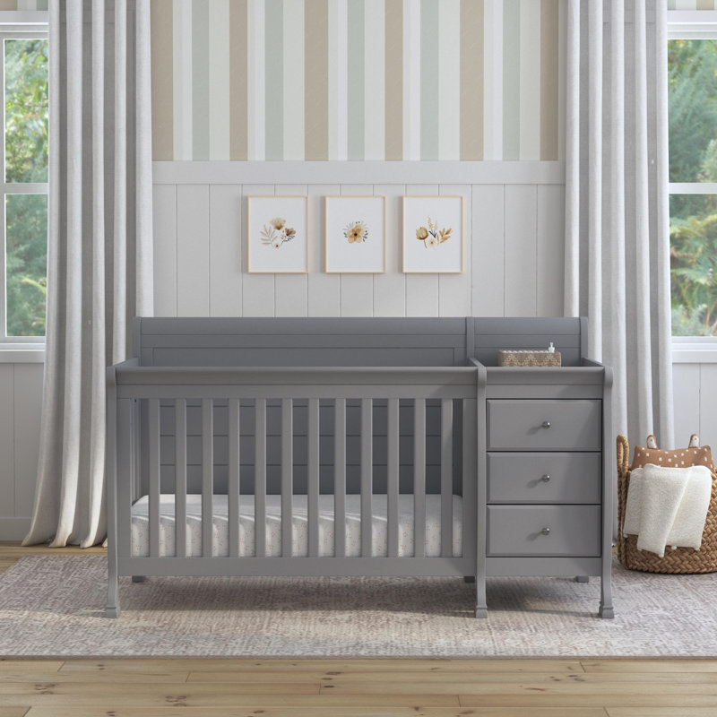 Lit de bébé et table à langer convertible 4-en-1 Kalani, Gris