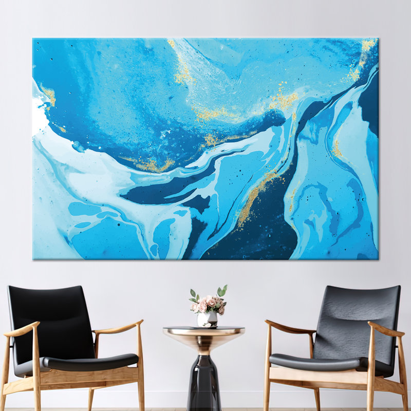 Modern Marble Artwork on Canvas with Shimmery Finish for Elegant Wall Decor, 50 cm H x 70 cm W, Wrapped Canvas